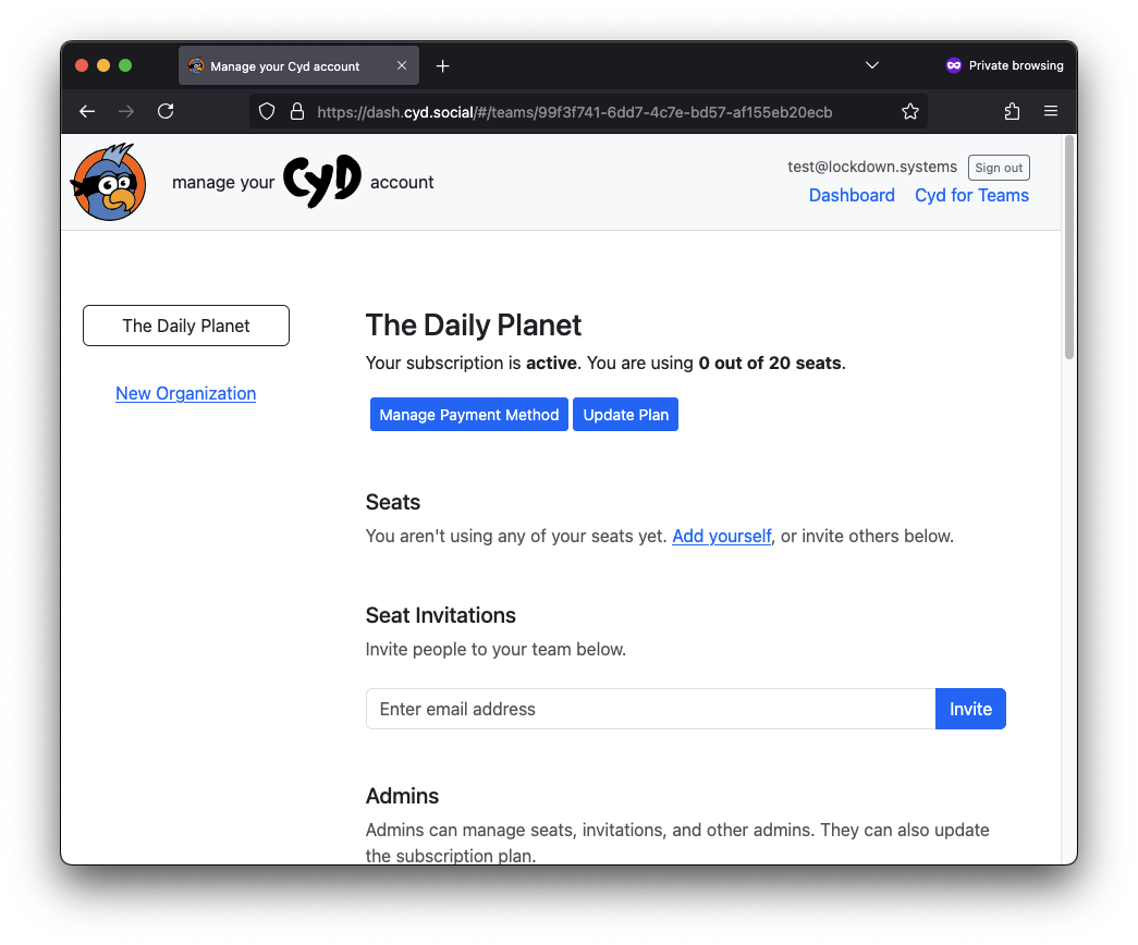 The Cyd for Teams dashboard