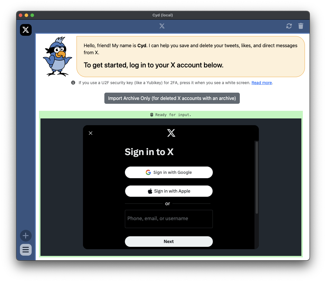Sign in to X